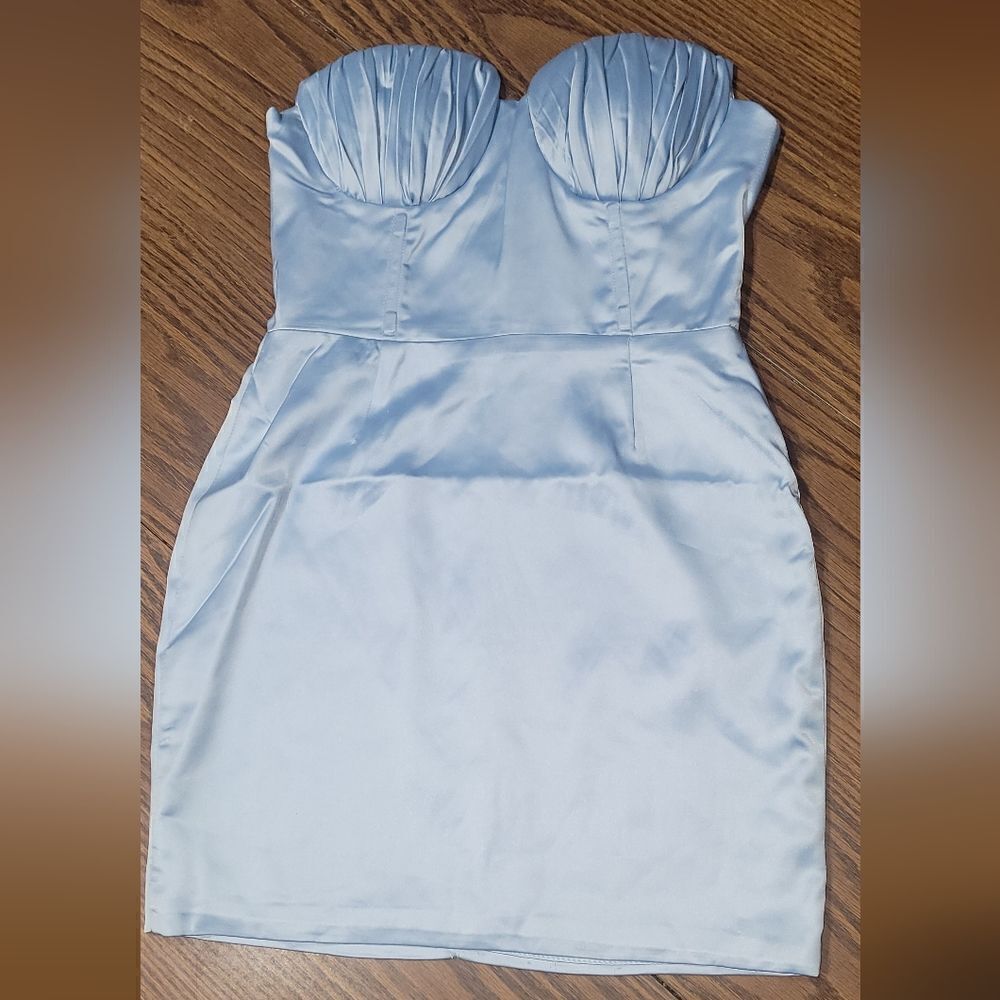 New naked wardrobe Clam Shell Sweetheart Sleeveless Corset Blue Dress Small